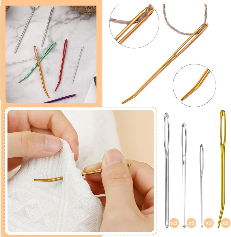 pikdmin 11pcs Large Eye Sewing Needles Kit, Stainless Steel Large-Eye Blunt Needles & Bent Tapestry Needles for Tapestry,Sewing Wool,Weaving,Darning,Leather, Carpet Canvas Repair - Image 5